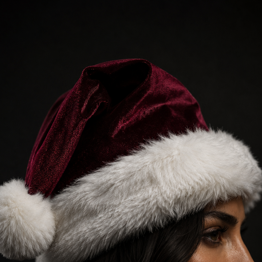 Luxurious Christmas Red wine hat - Monarch - Santa Pavone - Red velvet Santa hat